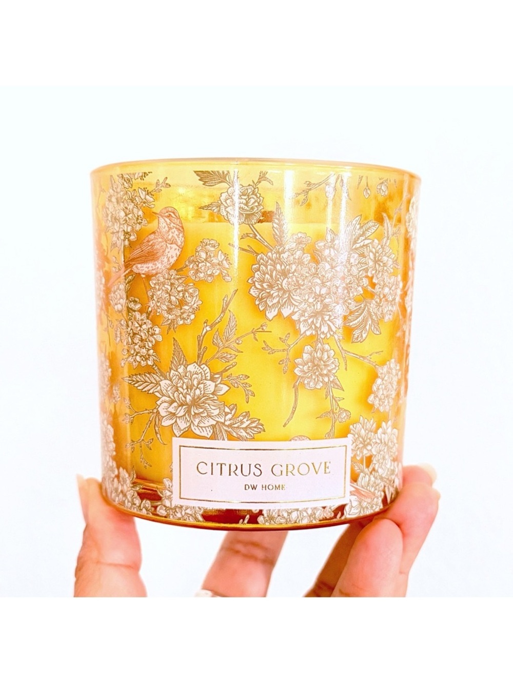 DW Home Citrus Grove 13.2 oz Scented Candle Yellow and Gold Floral